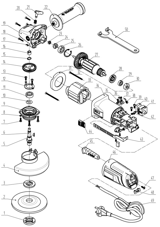 Инструмент [УШМ-125-800 М3] - разборная схема